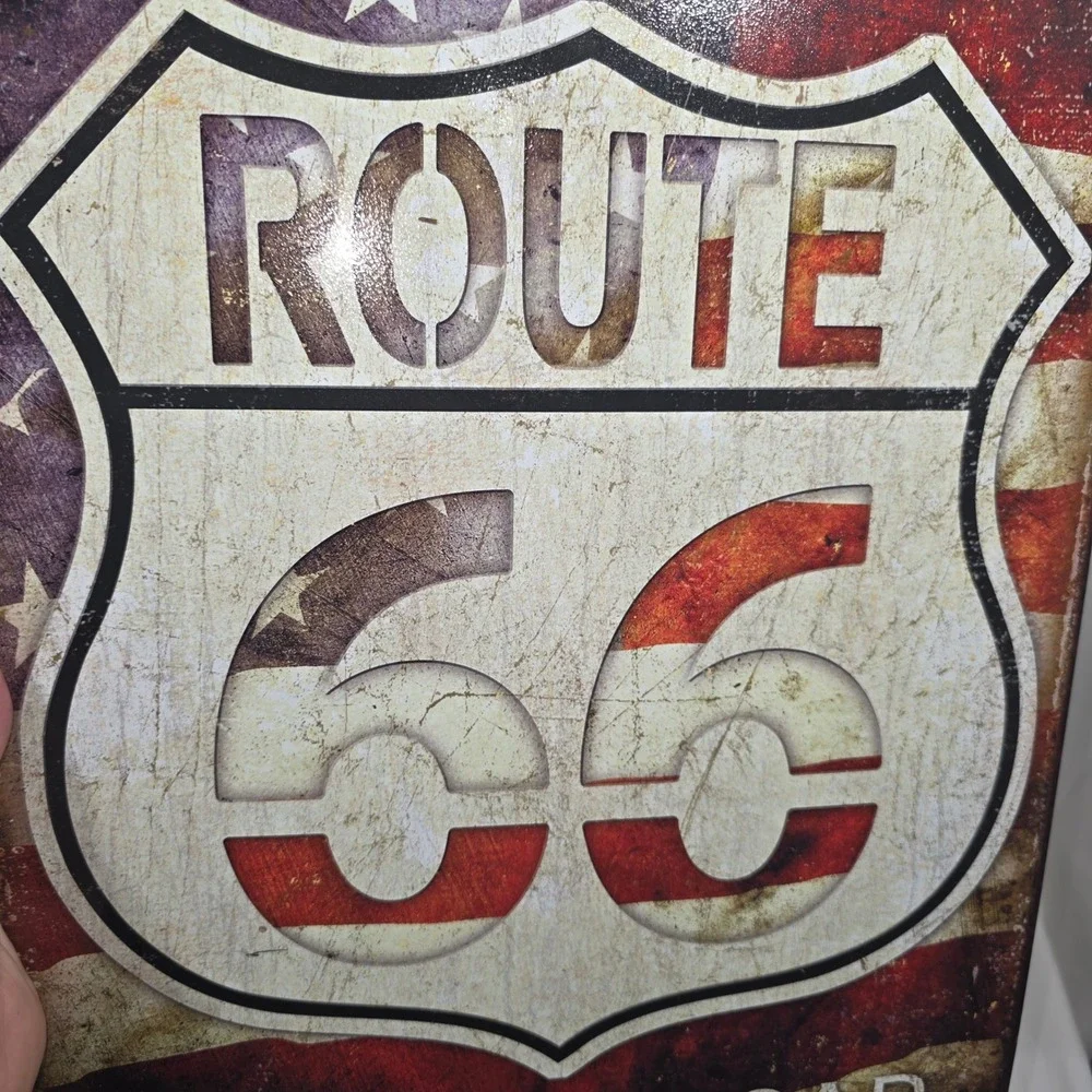 Route 66 Mother Road Metal Sign Vintage American Flag‎ Tin Wall Art 16x12.5